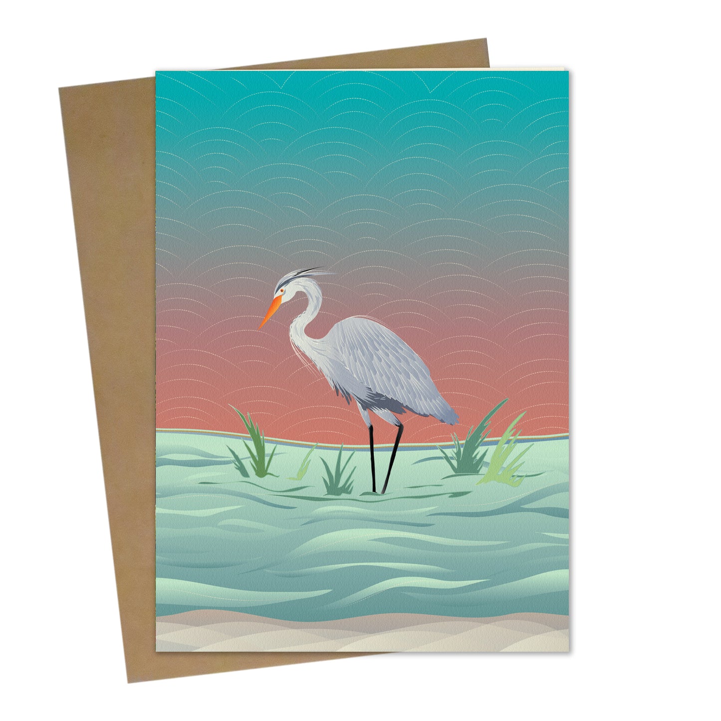 Greeting Card - LaRita's Blue Heron 5x7" on Bamboo Paper