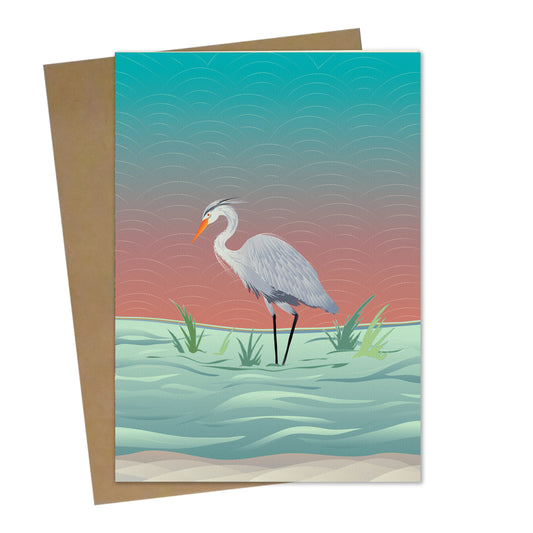 Greeting Card - LaRita's Blue Heron 5x7" on Bamboo Paper
