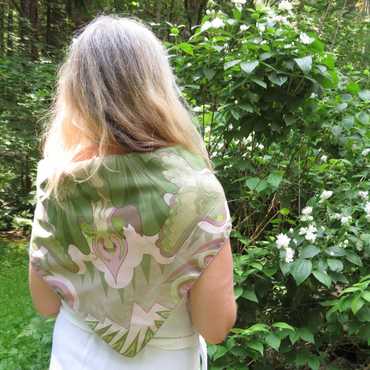 Silk Scarf - Centering in Pink and Green