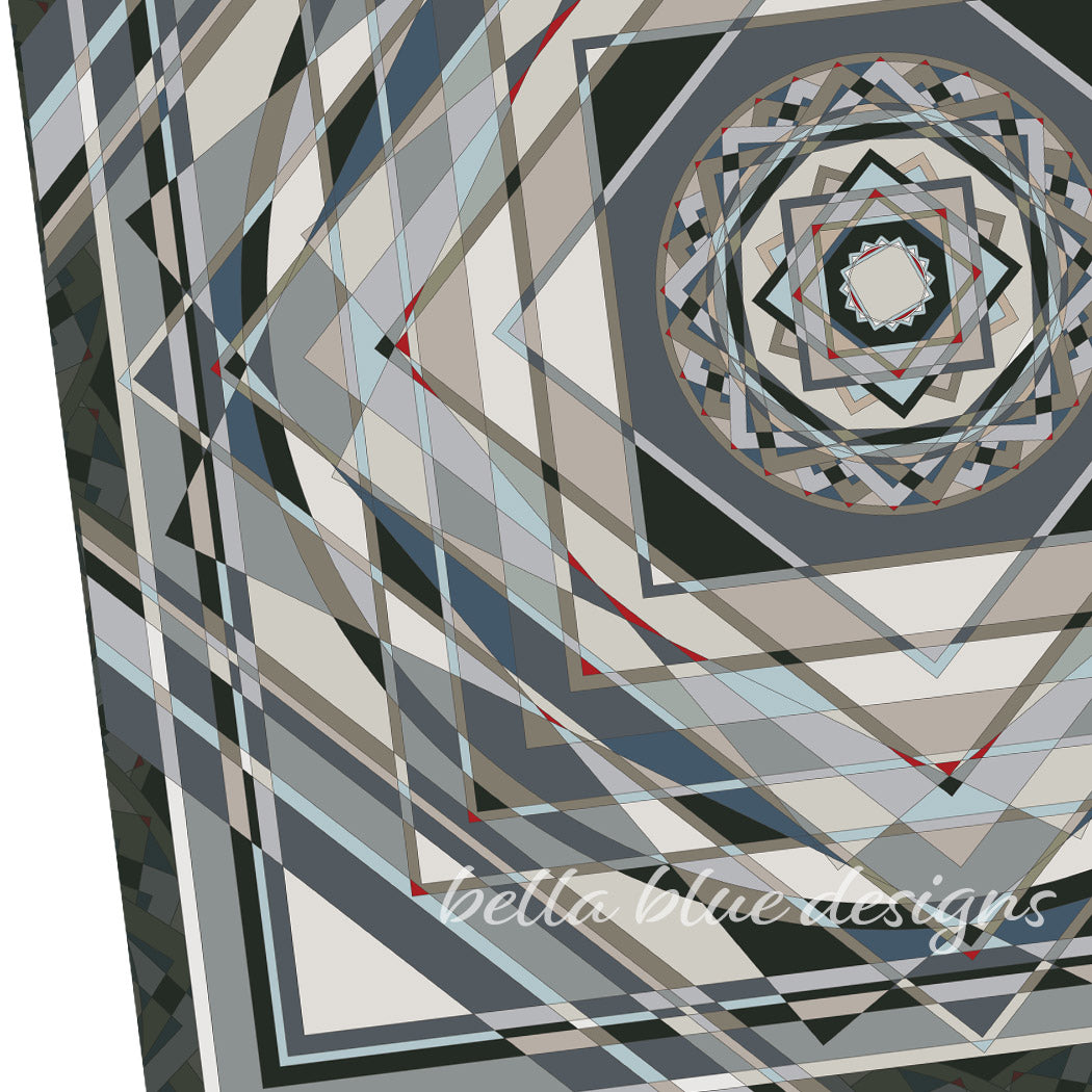detail for mockup for greeting card with digital design showing geometric illustration in mandala form