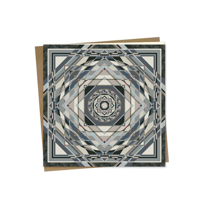 mockup for greeting card with digital design showing geometric illustration in mandala form 