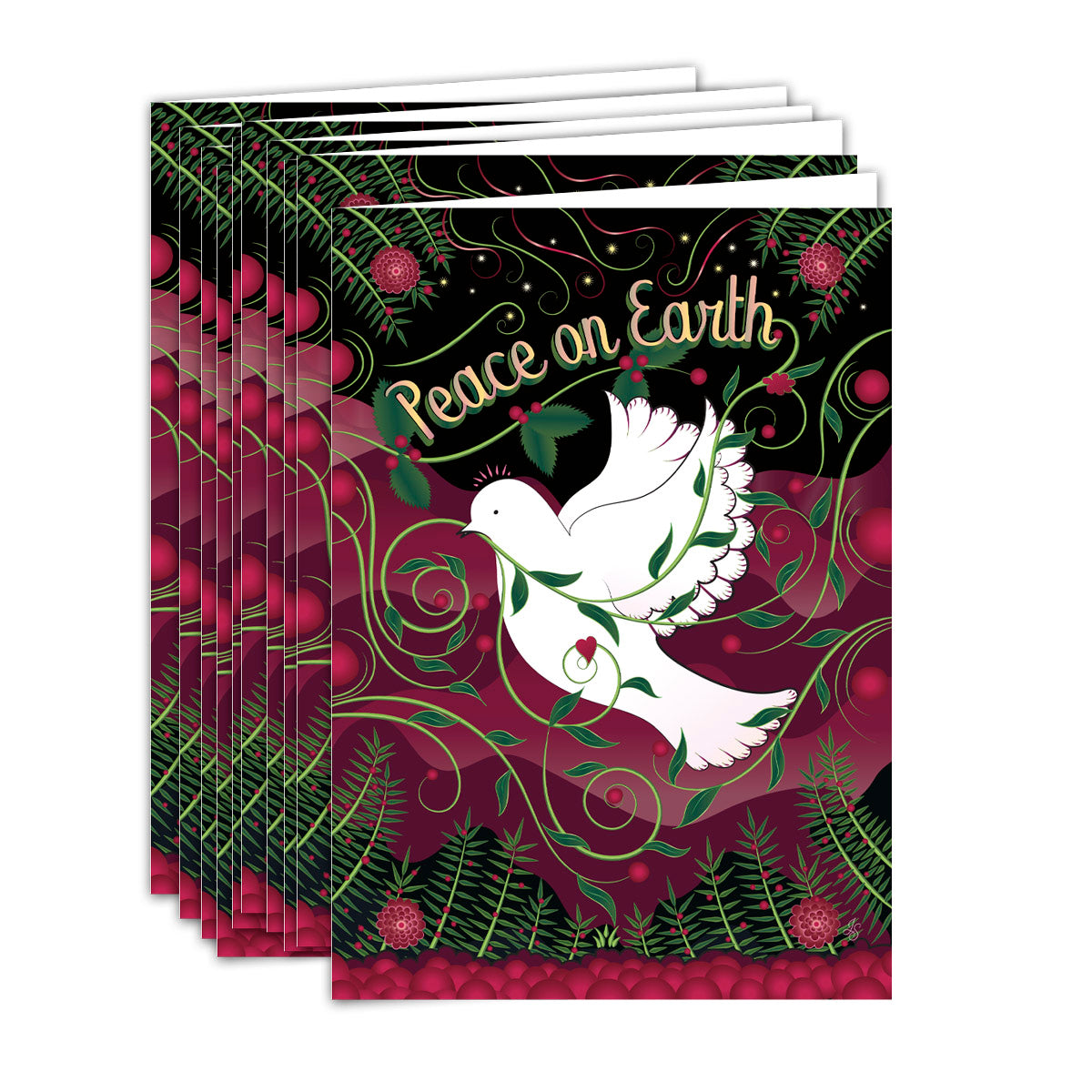 Holiday Cards on Bamboo Paper  - Box of 6, Peace on Earth