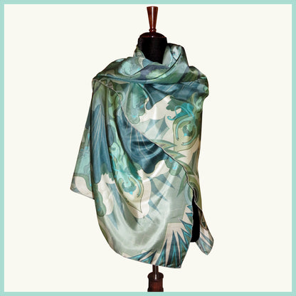 Silk Scarf - Centering in Turquoise