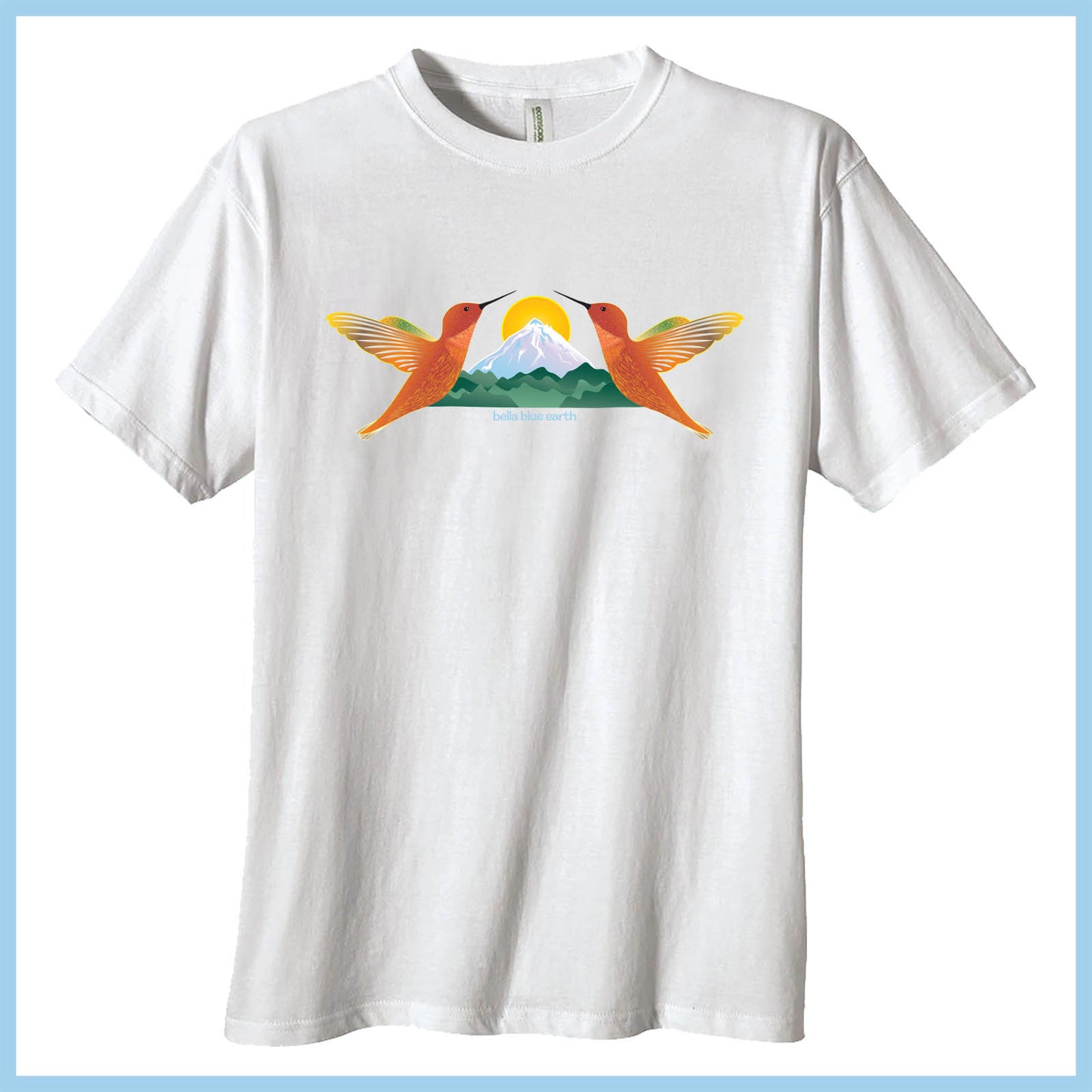 Organic Cotton Tee Shirt - Hummingbird Sunrise